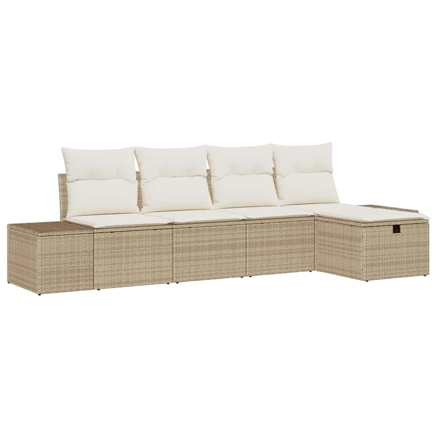 vidaXL Garten-Sofa-Set mit Kissen 5-Tlg Beige Poly Rattan 3359360 günstig online kaufen