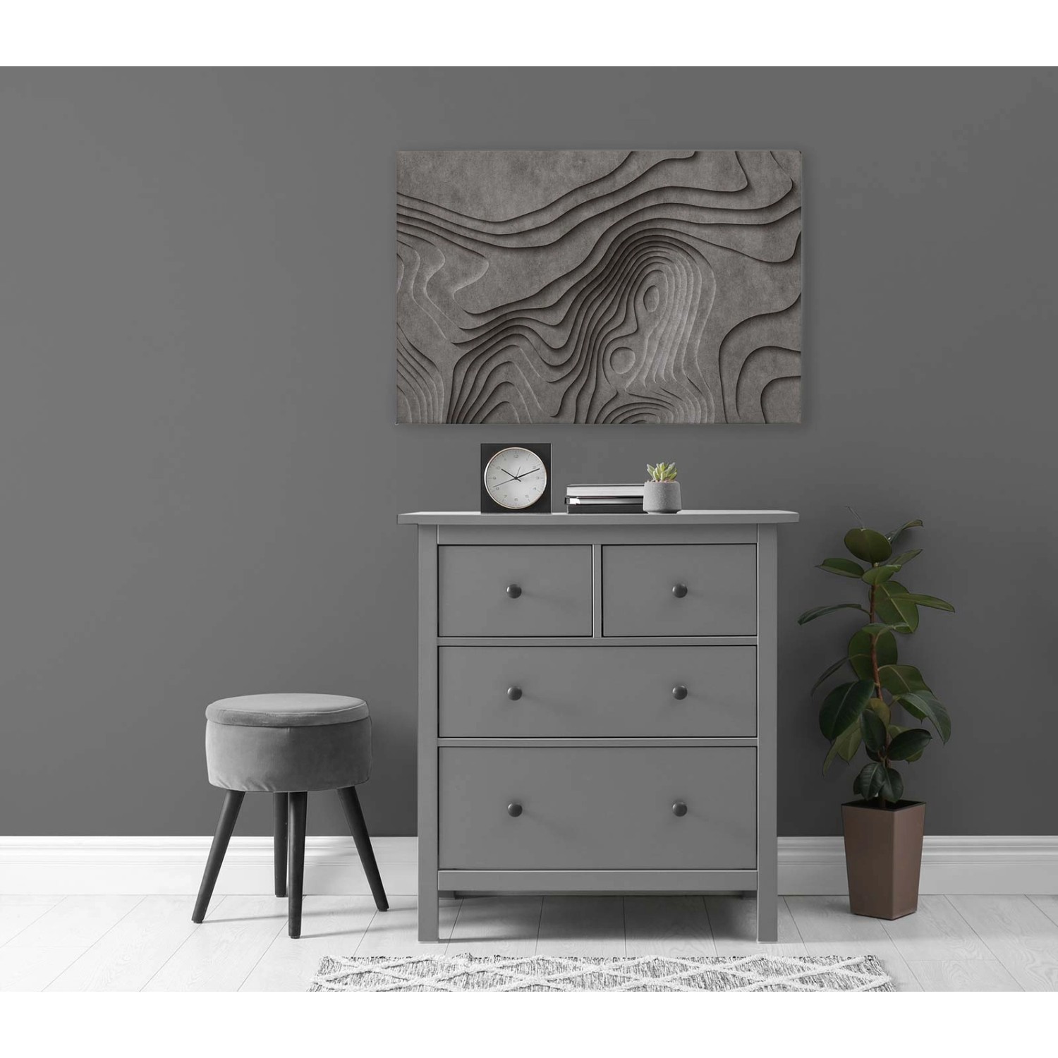 Bricoflor 3D Bild In Betonoptik Ideal Für Wohnzimmer Und Büro Modernes Wandbild Grau Leinwandbild Mit Canyon In 120 X 80