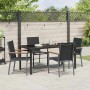 Schwarzes 5-teiliges Garten-Esszimmer-Set aus Textilene und Stahl. Gartenmöbel für Terrasse und Balkon.
