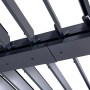 Detailansicht der grauen Cazeboo Piana Bioklimatischen Pergola (4x3m) mit Lamellen aus Stahl und Aluminium.