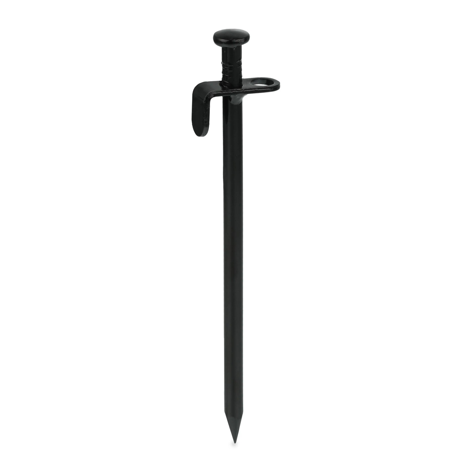 Relaxdays Felsbodenheringe 12er Set Edelstahl Schwarz mit Haken 20 cm x 4 cm x 1,5 cm