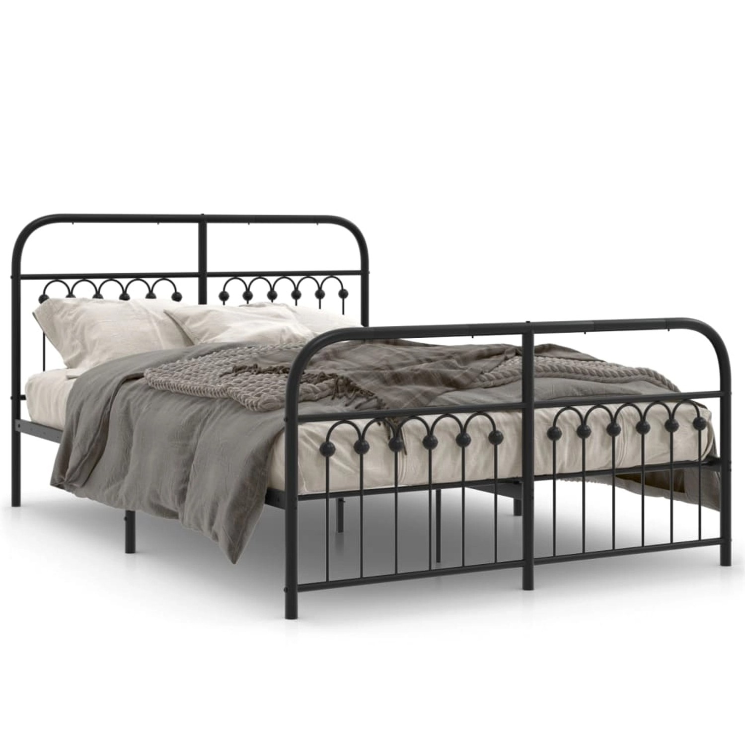 vidaXL Bettgestell mit Kopf- und Fußteil Metall Schwarz 140x190 cm 376618 günstig online kaufen