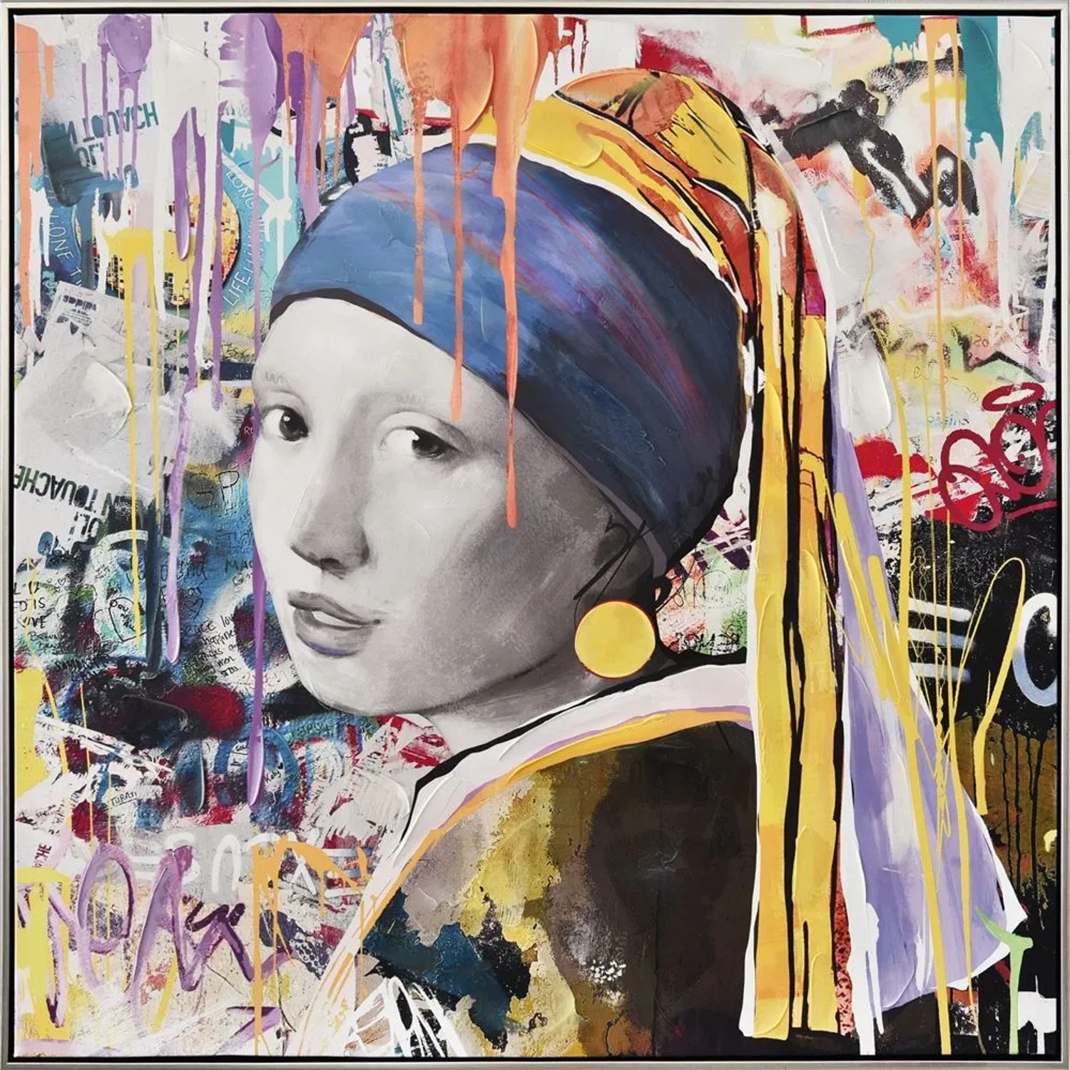 Art Universe Leinwandbild Street Art Perlen-Mädchen 102 x 102 cm