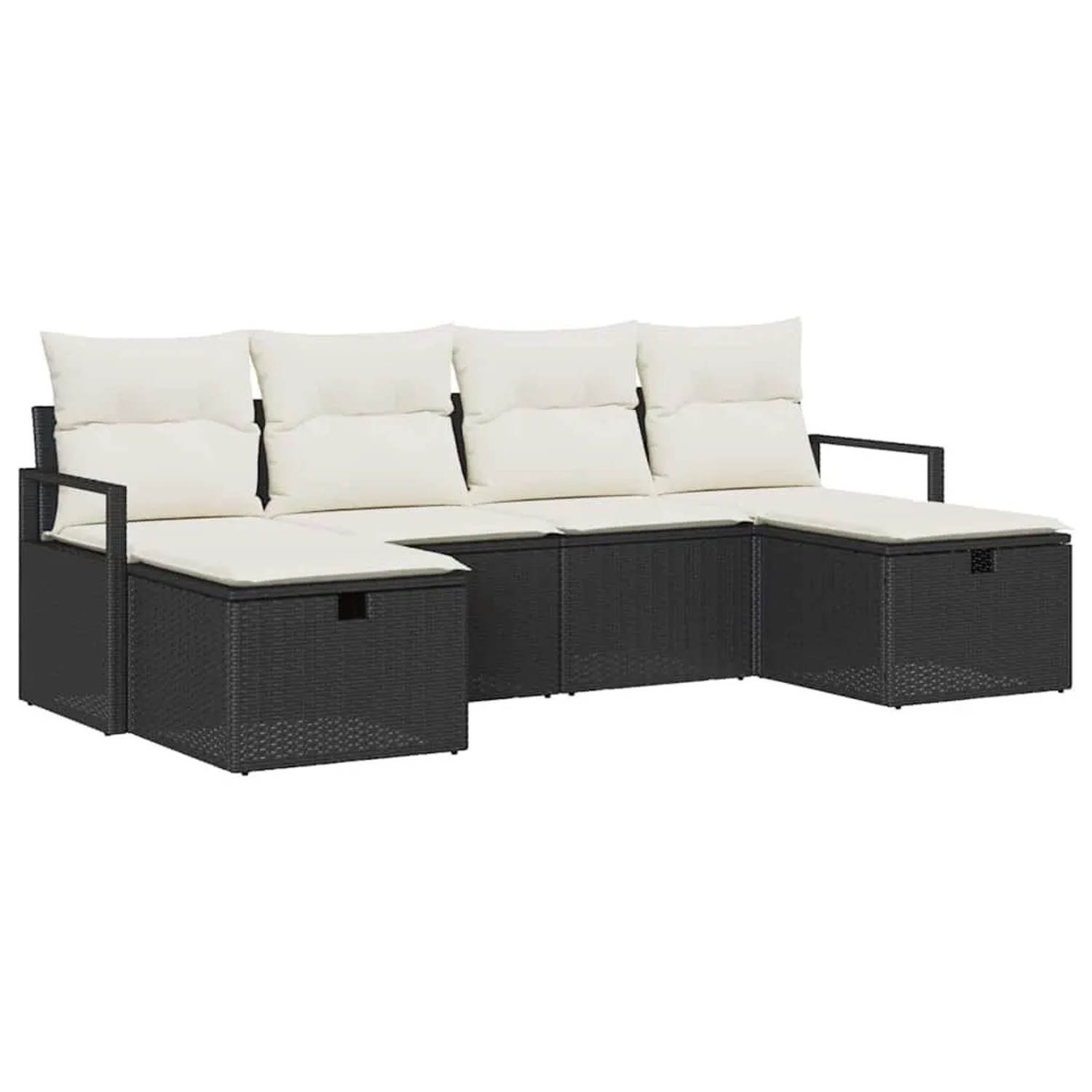 vidaXL Sofa Set mit Kissen 6-Tlg Schwarz und Creme Poly-Rattan 3359216 günstig online kaufen