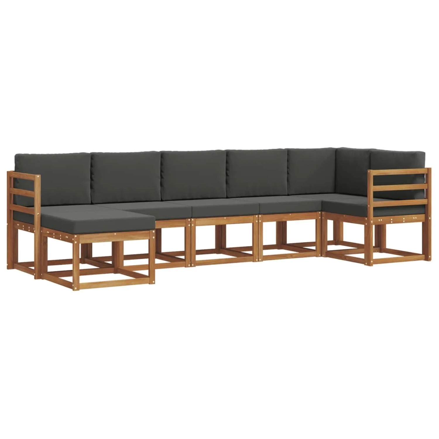 vidaXL Outdoor-Sofagarnitur mit Kissen 7-Tlg Natur und Anthrazit 3366695