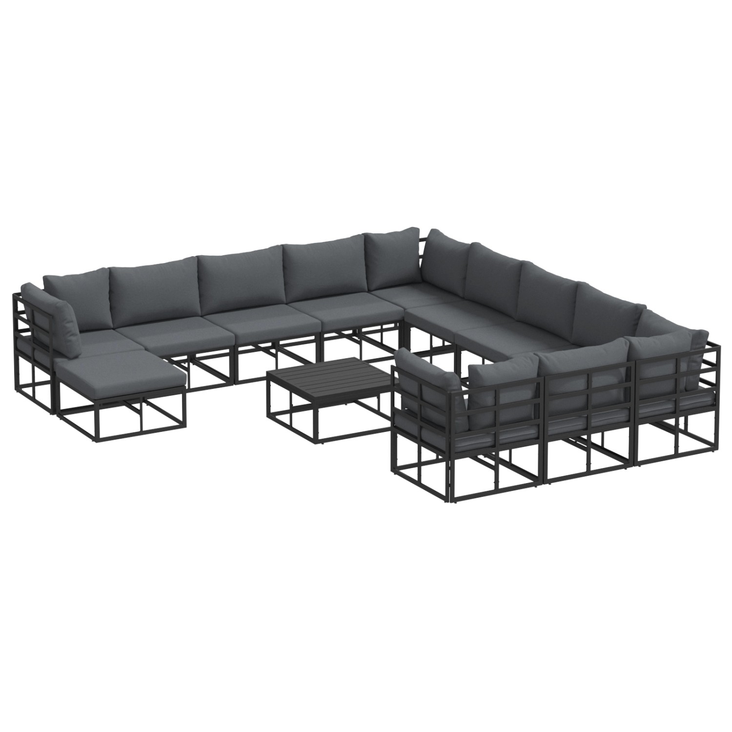 vidaXL Garten-Sofa-Set 13-Tlg Schwarz Aluminium 3378943 günstig online kaufen