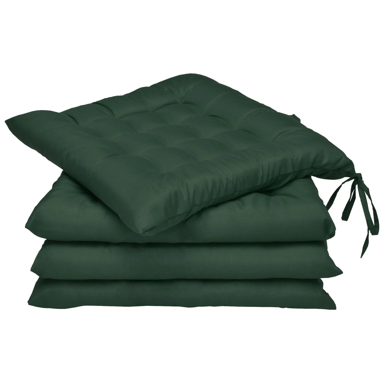 Beautissu 4er Set Stuhlkissen 40x40 mit Bändern Lea Dunkelgrün günstig online kaufen