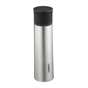 Relaxdays Trinkflasche Edelstahl Silber Schwarz Doppelwandig Auslaufsicher mit Becher 500 ml 26 cm x 7 cm 430 g