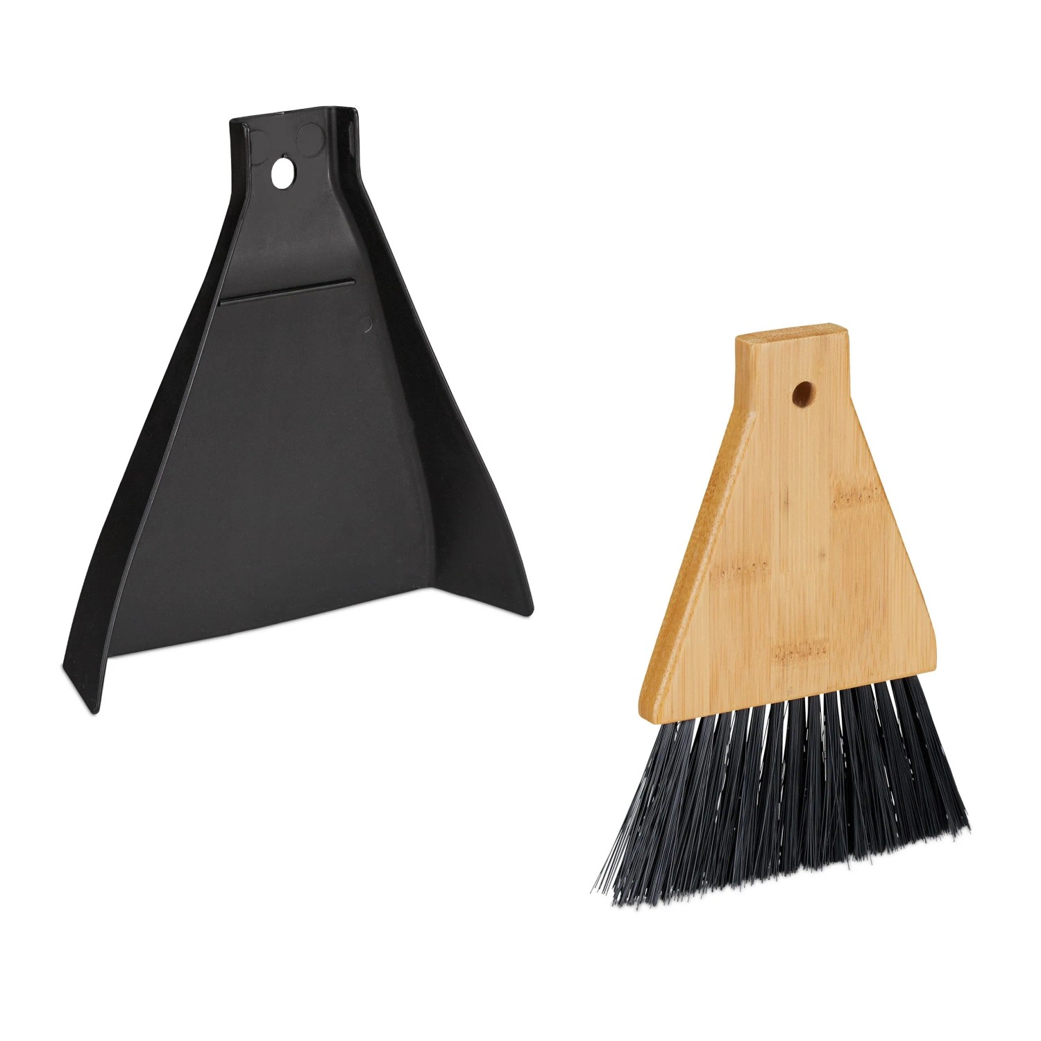Relaxdays Tischkehrset Bambus Kunststoff Natur Schwarz 2er Set 16,5 cm x 15 cm x 4 cm 90 g