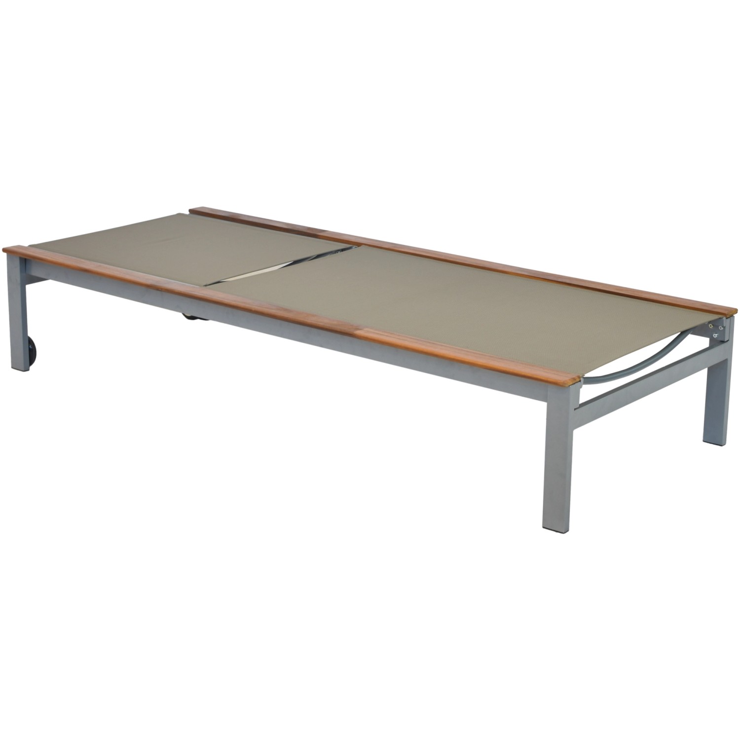 Merxx Naxos Liege, 2-teilig, mit Akazienholz und Rollen für den Garten.