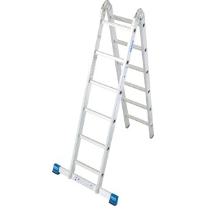 Krause Gelenk-Doppelleiter Stabilo mit 2x6 Sprossen, Aluminiumleiter für vielseitige Anwendungen.