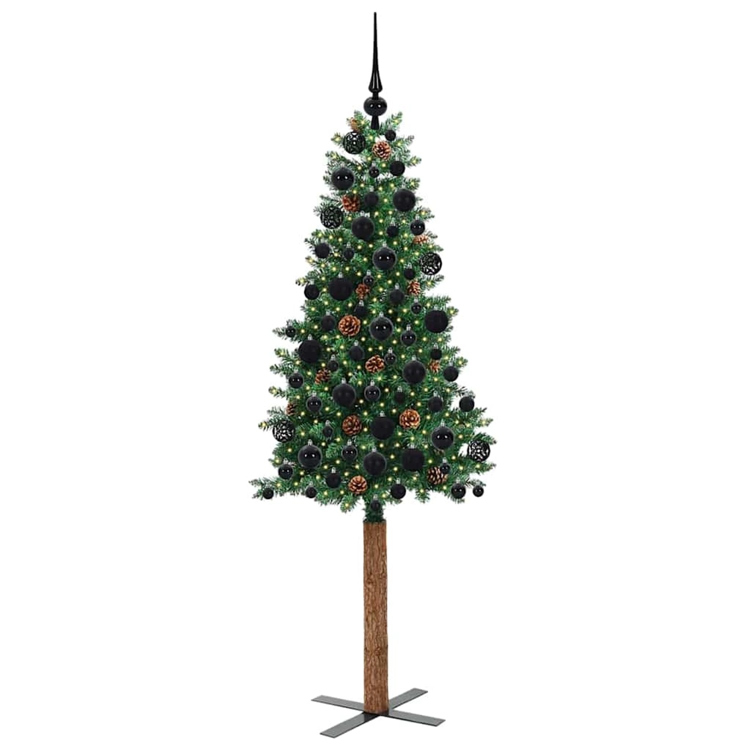 vidaXL Schlanker Weihnachtsbaum mit 300 LEDs mit Ständer Grün 180 cm 3394865