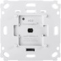 Rückseite des weißen Homematic IP Rollladenaktors für Markenschalter. Unterputz-Modul für Smart Home Rollladensteuerung.