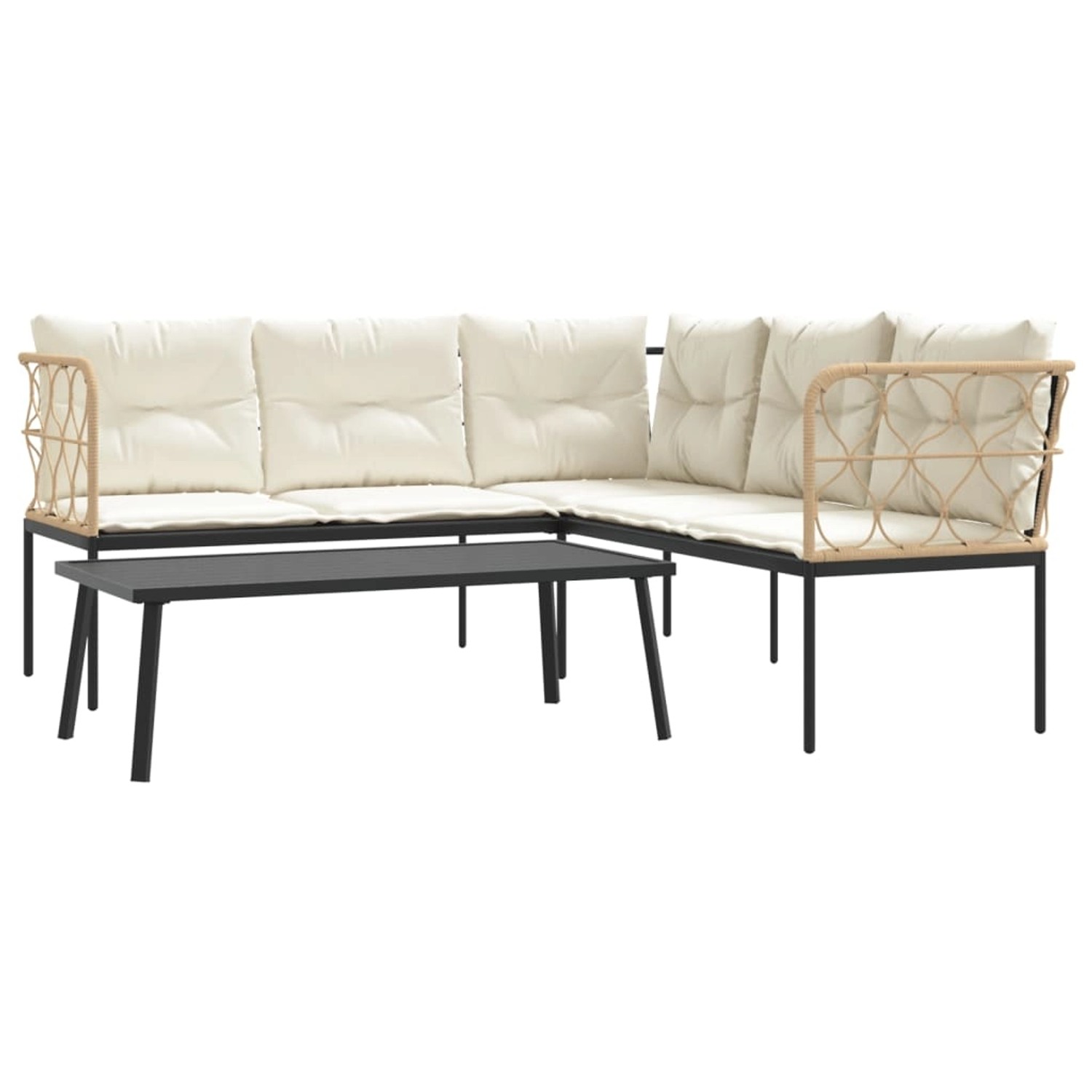 vidaXL Garten-Sofagarnitur mit Kissen Schwarz Stahl und Textilene 3283748 günstig online kaufen