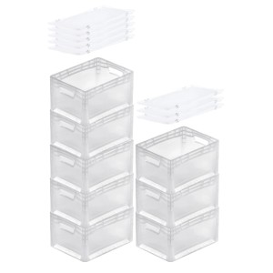 PROREGAL SuperSparSet: 8 transparente Euroboxen LightLine mit Deckel, 24 Liter, für Lagerung und Transport.