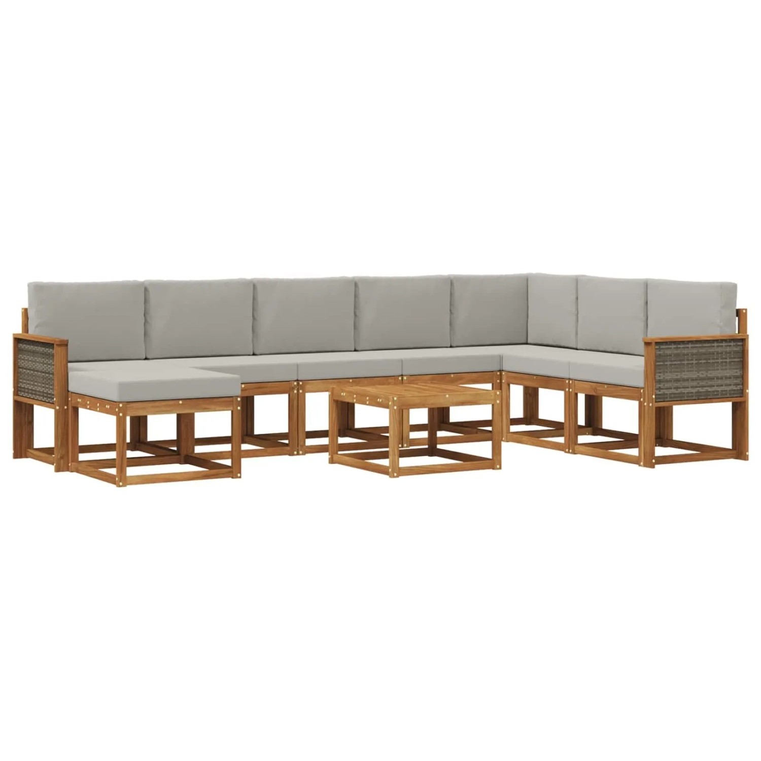 vidaXL Outdoor-Sofagarnitur mit Kissen 9 Stk Natur und Hellgrau 3385467