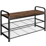 Tectake Schuhregal Southampton Industrial Style Holz und Stahl 91 x 36 x 55 cm Industrial Holz Dunkel Rustikal