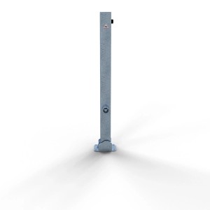 Umlegbarer Schake Absperrpfosten, Dreikant, Dübelbefestigung, 70x70 mm, feuerverzinkt.