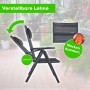 GARMIO Gartenstuhl FLORENZ, schwarz, mit verstellbarer Lehne und Nackenkissen für hohen Komfort.