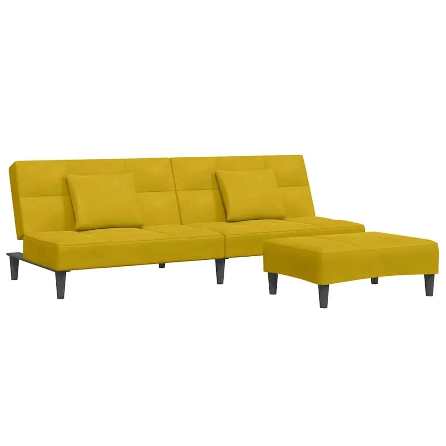 vidaXL Schlafsofa 2-Sitzer mit Fußhocker Gelb Samt 3258114 günstig online kaufen