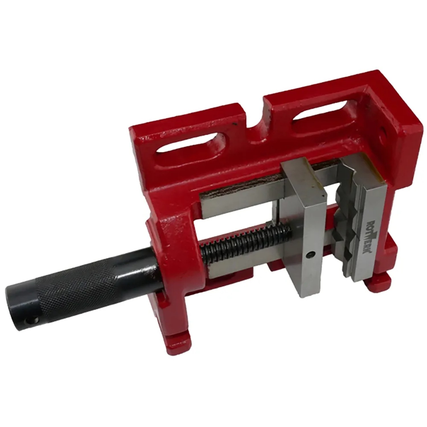 Rotwerk Maschinenschraubstock MSS75 VH, rot, für präzise Bohr- und Fräsarbeiten.
