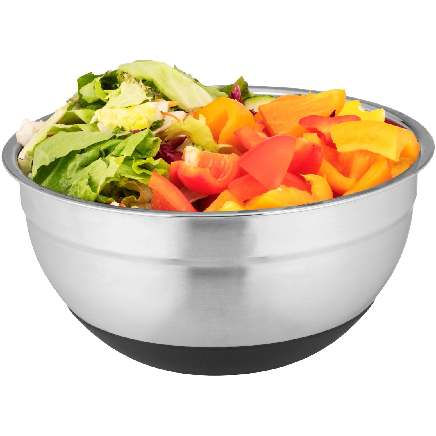Wenko Schüssel Aru (1,7 l) aus Edelstahl mit Salat und Gemüse, rutschfester Boden.
