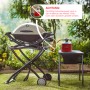 Evocamp Gaskartusche 500g neben Gasgrill, Hinweis zur Inkompatibilität mit Weber Grill.