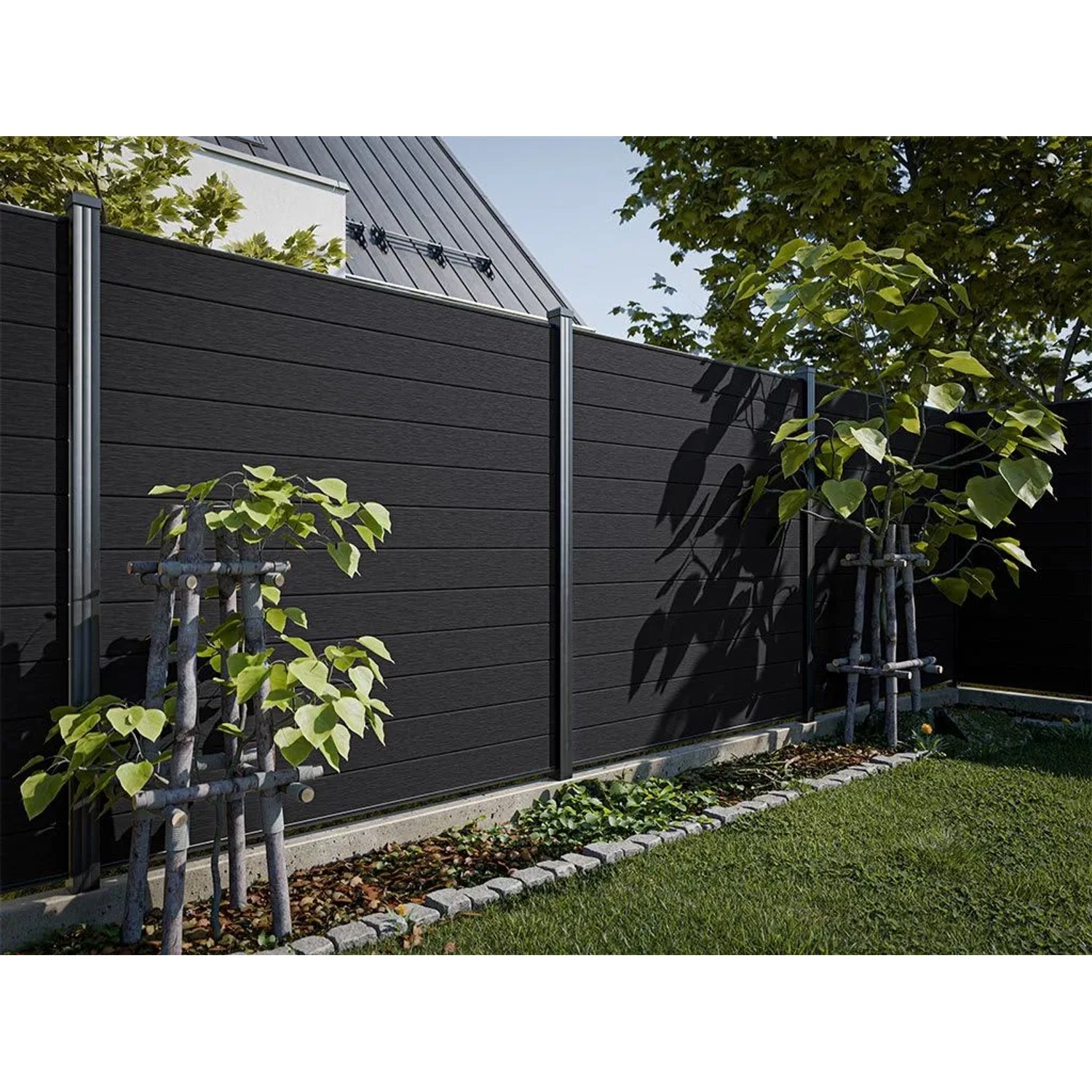 Belladoor WPC Zaun Anthrazit Charcoal 180x180 cm Co-Extrudierter Steckzaun