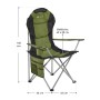 Juskys Campingstuhl Lido grün mit Getränkehalter und Tragetasche.