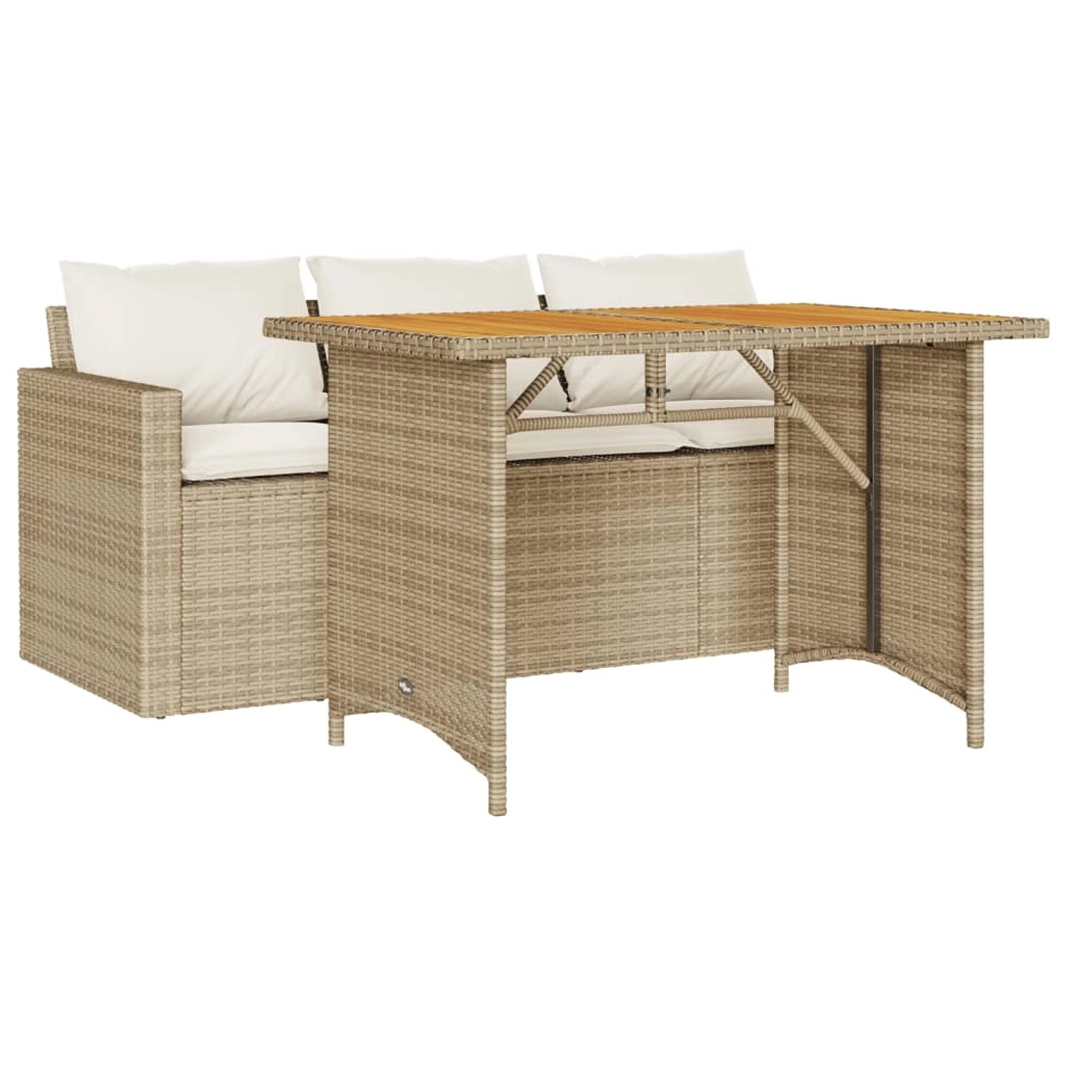 vidaXL 2-Tlg Garten-Essgruppe mit Kissen Beige Poly Rattan 366338 günstig online kaufen