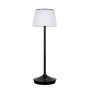 Schwarze LED Solar Tischleuchte Emmi, Ø 13 cm, 38 cm hoch. Dimmbare Solar-Deko für den Außenbereich.