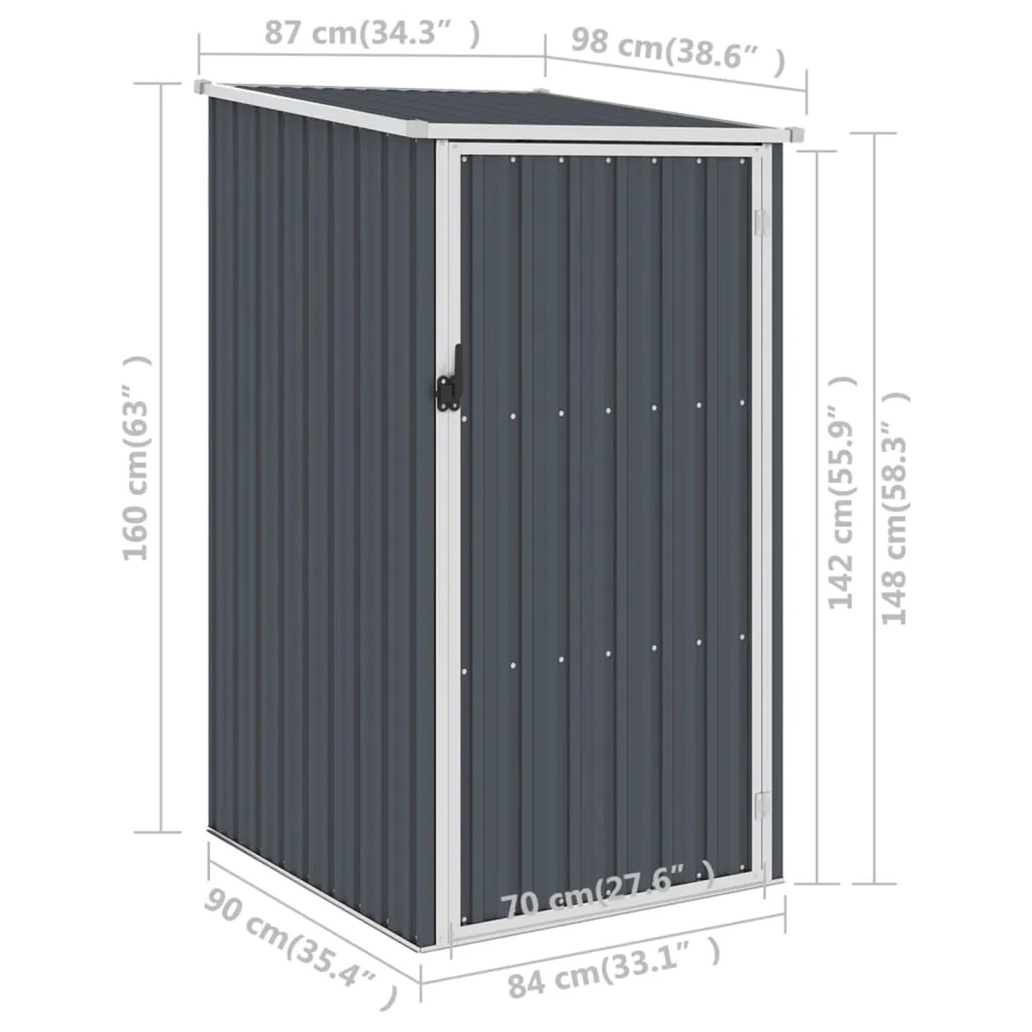 VidaXL Gerätehaus 87x98x159cm | Garten Schuppen Au Produktbild-Vorschau 2