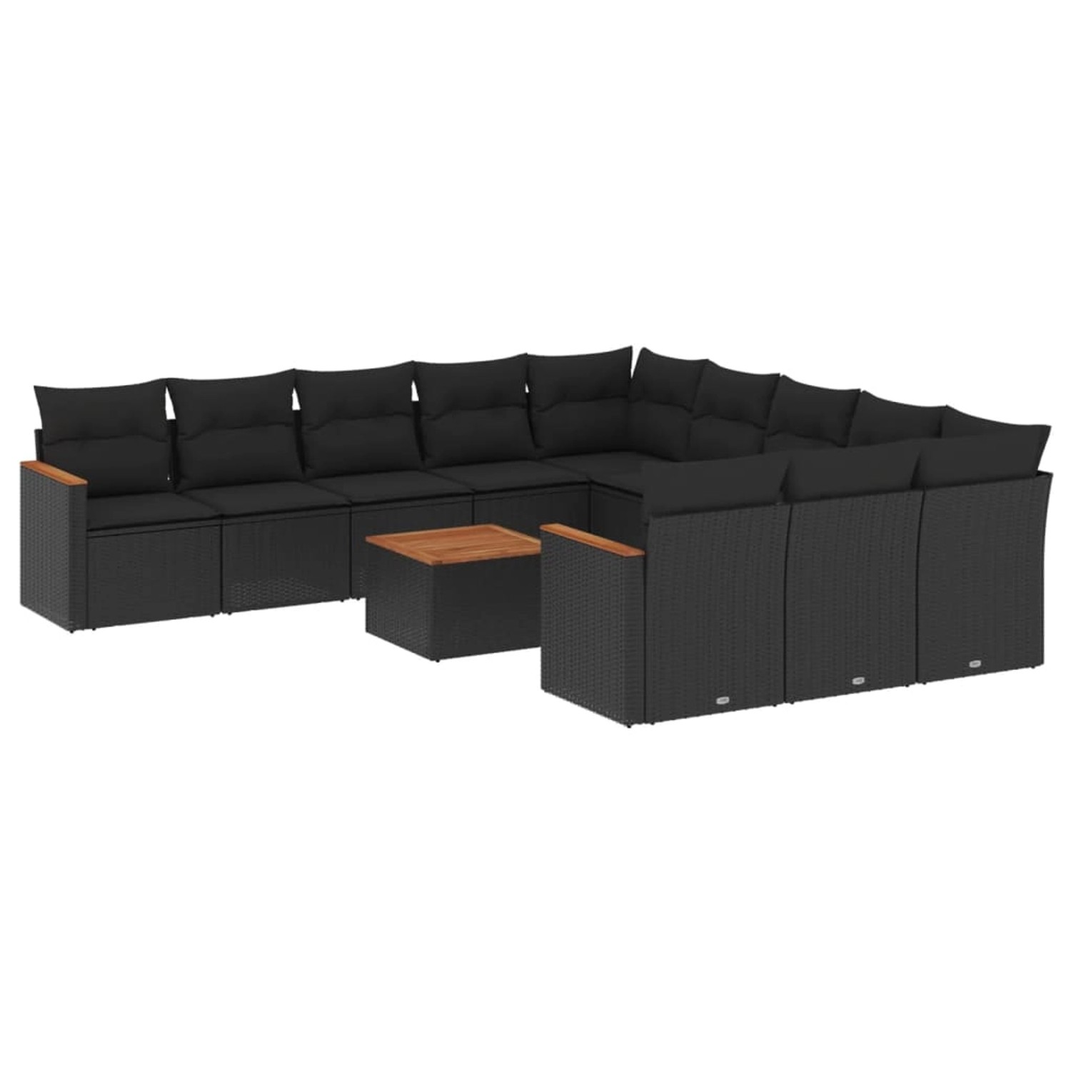 vidaXL 12-Tlg Garten-Sofagarnitur mit Kissen Schwarz Poly Rattan 3226433 günstig online kaufen