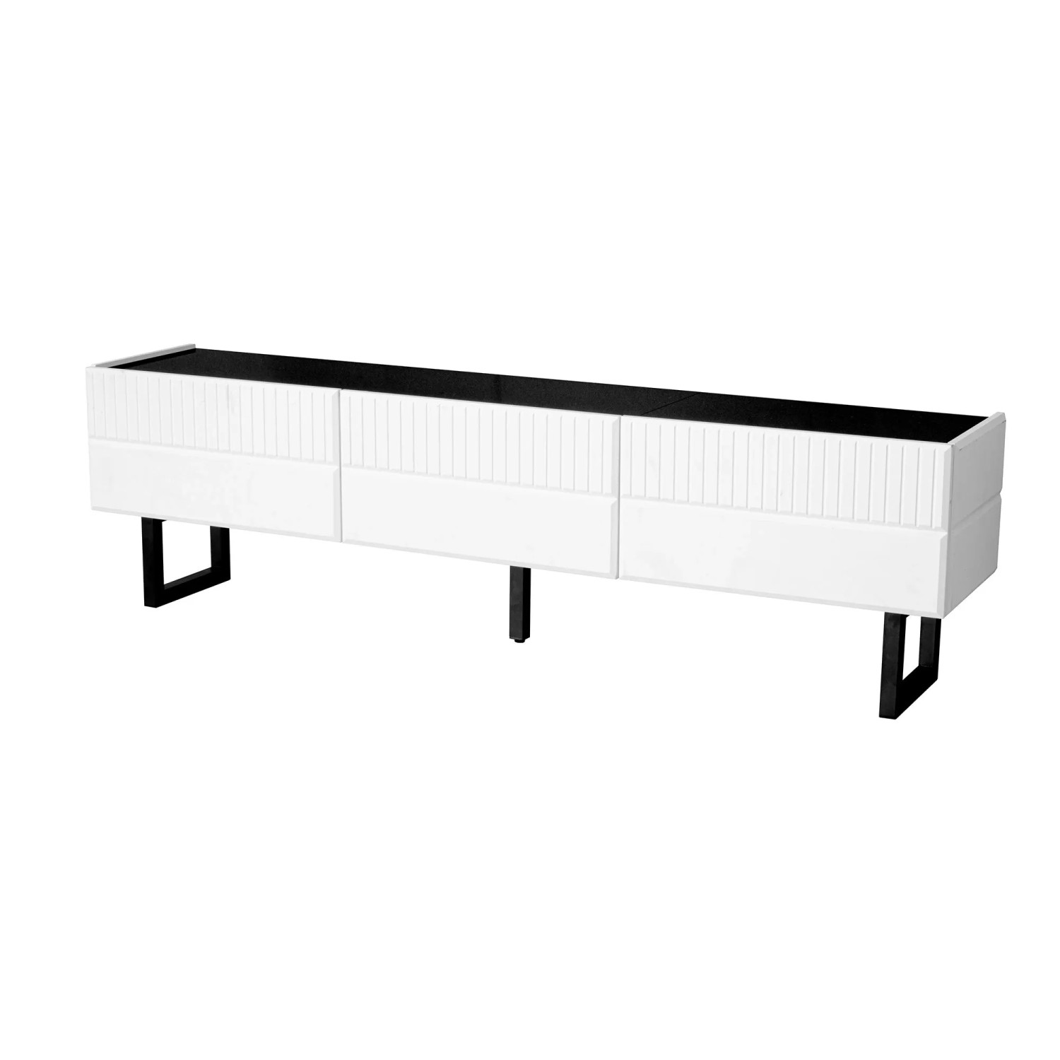 Okwish Tv-Ständer Mit Schubladen Stauraum Wohnzimmer 170x35x47cm Schwarz Weiß