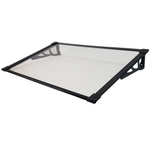TRUTZHOLM Vordach 120x80 cm, Pultvordach mit transparentem Kunststoff und schwarzem Alu-Rahmen.