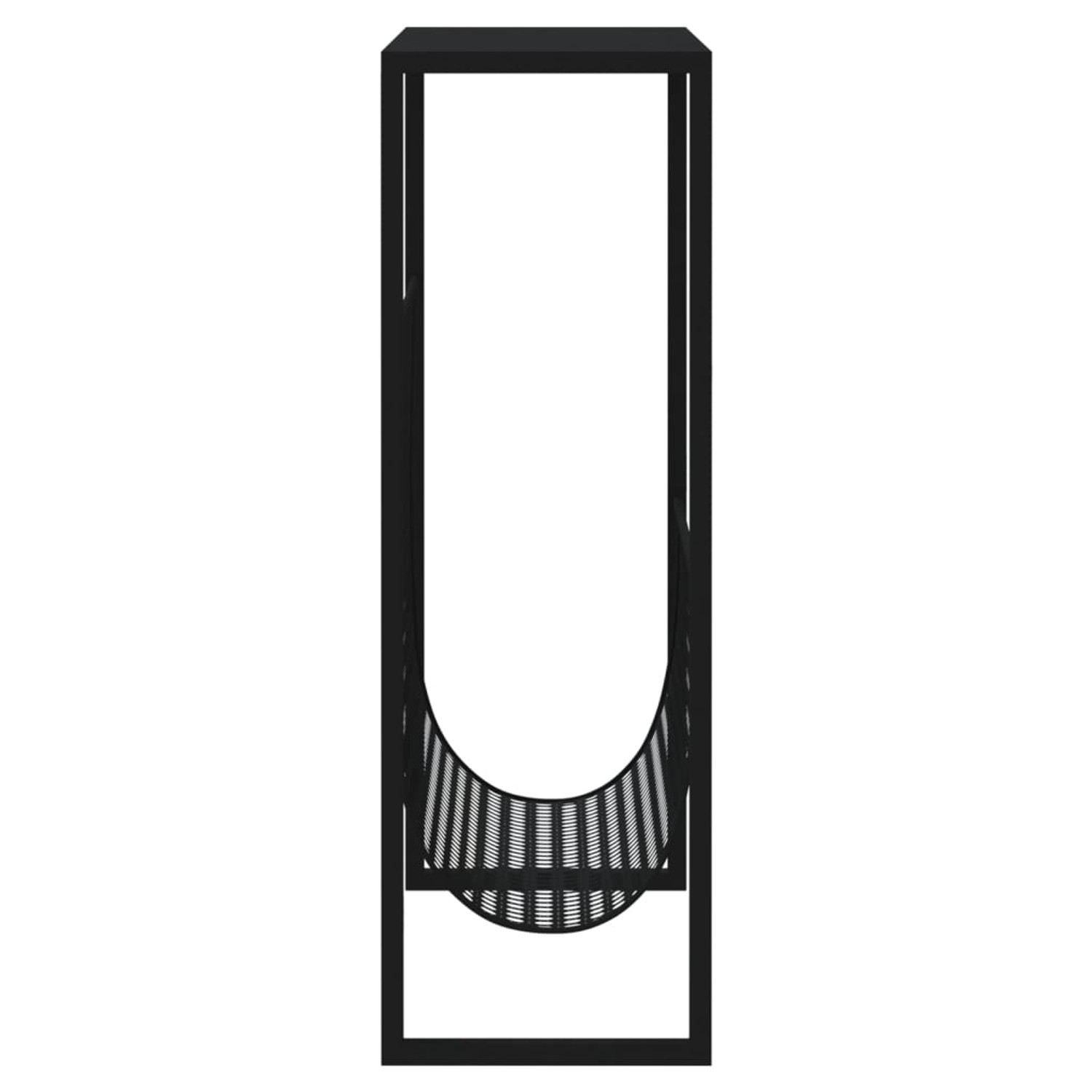 Schwarzer vidaXL Zeitschriftenständer aus Stahl, 35x15x45 cm, für Garderobe, Büro oder Wohnzimmer.