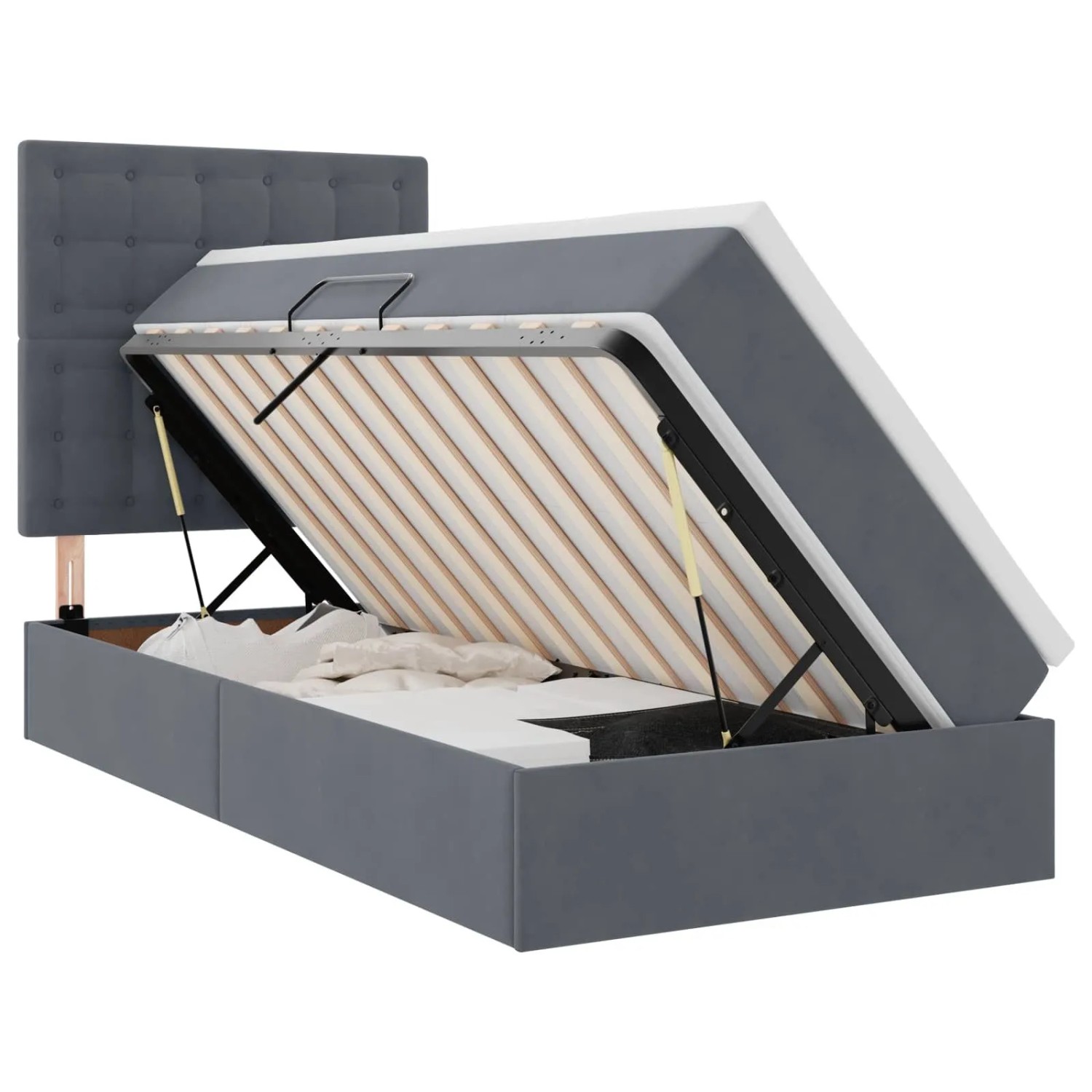 vidaXL Aufbewahrungsbett mit Matratze Dunkelgrau 100 x 200 cm Samt 3372130