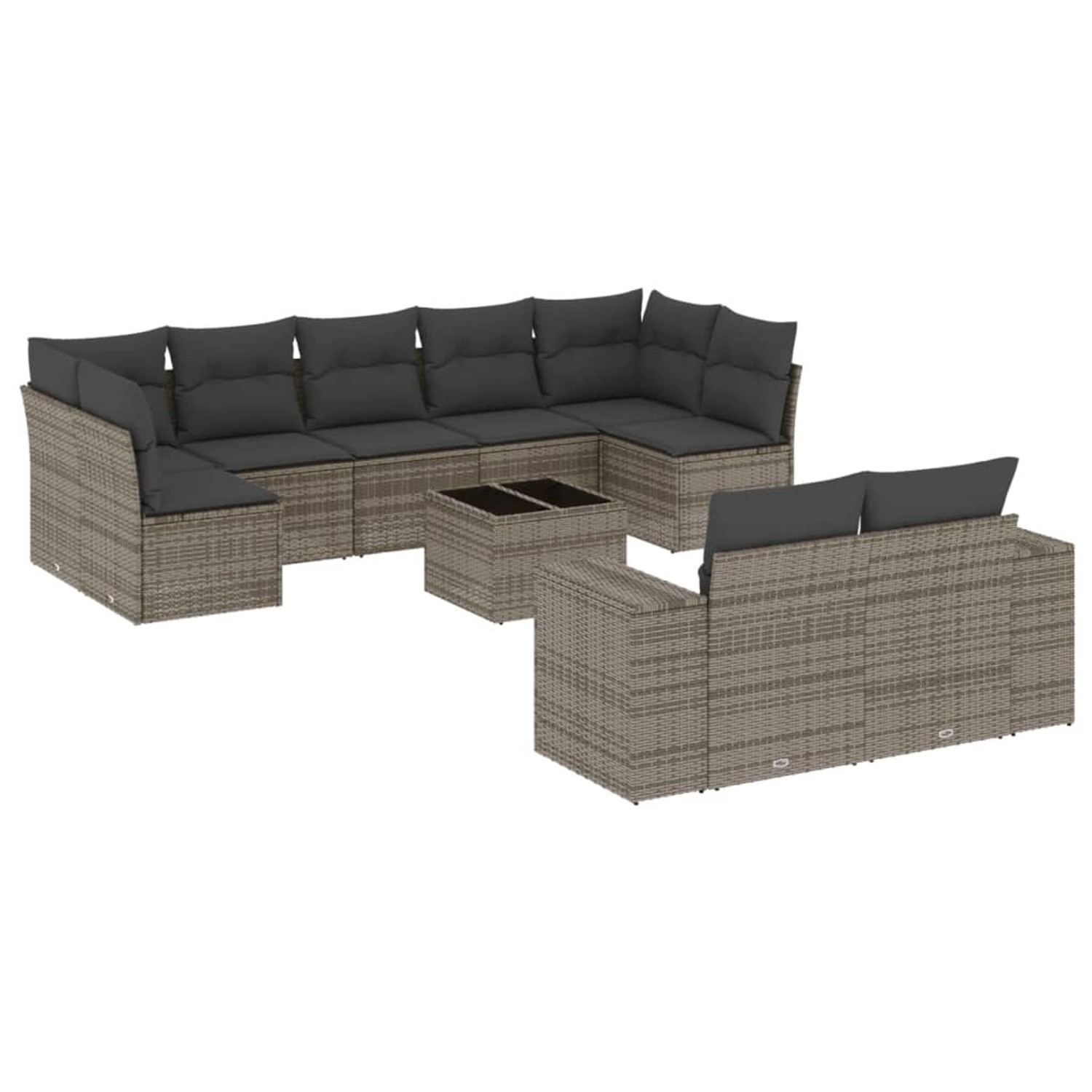 Thumbnail - vidaXL 10-Tlg Garten-Sofagarnitur mit Kissen Grau Poly Rattan 3223029