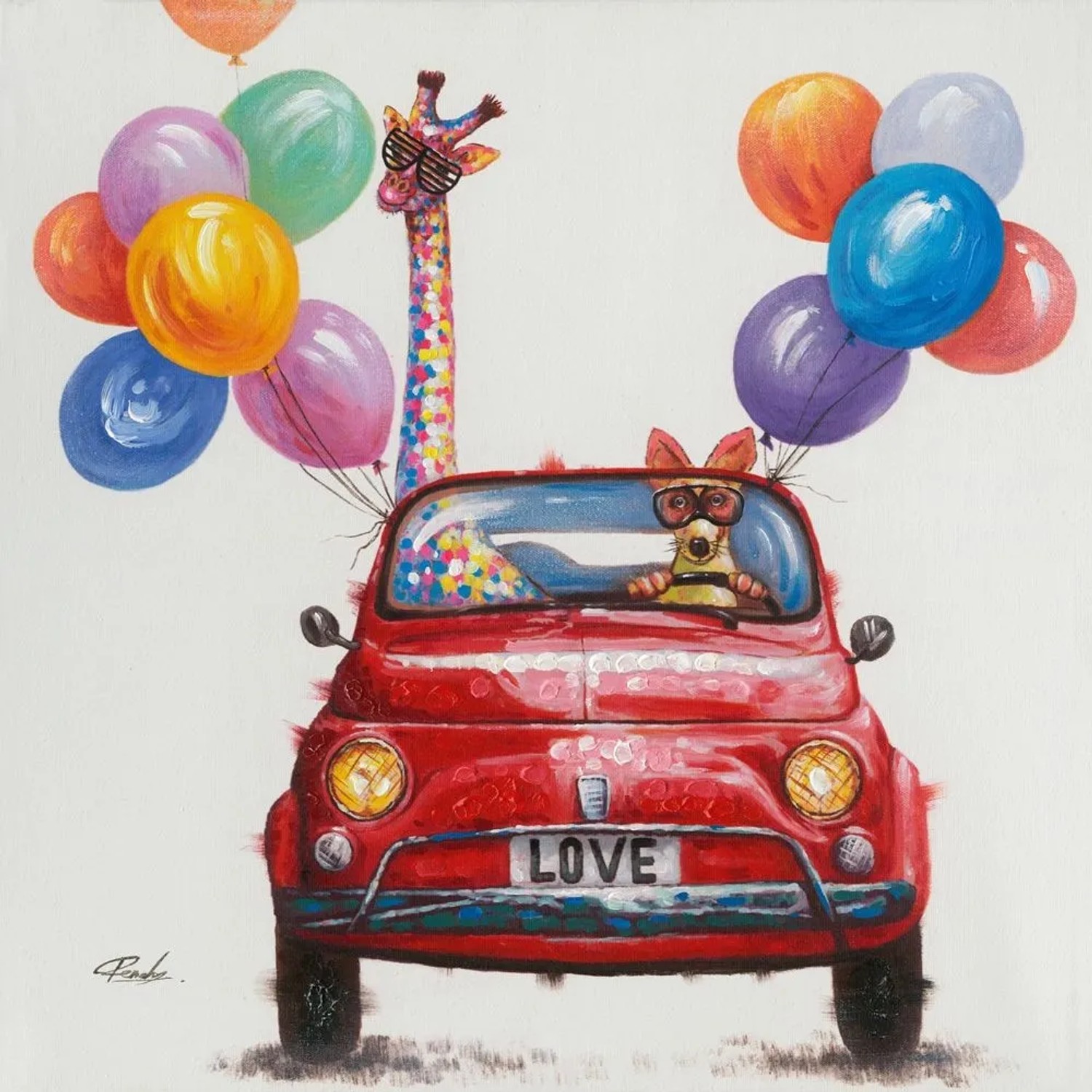 Art Universe Leinwandbild Tiere im Liebesurlaub 70 x 70 cm