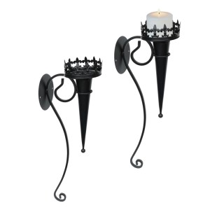 2er Set Wandkerzenhalter Lex, Metall schwarz, für Innen & Außen, Dekoartikel & Wohnaccessoires