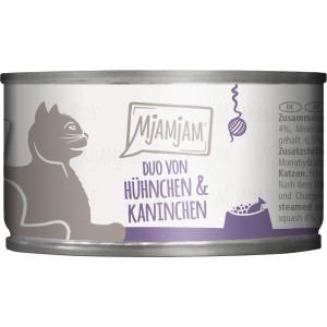 MjAMjAM DUO Katzen-Nassfutter mit Huhn, Kaninchen und Kürbis, 100g Dose.