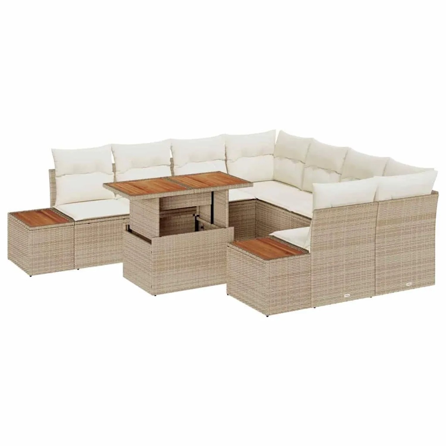 vidaXL Garten Essgruppe mit Kissen 9-Tlg Beige und Creme 3350058 günstig online kaufen