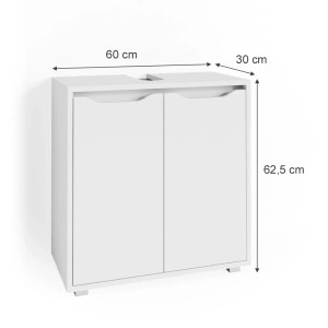 Weißer Vicco Waschbeckenunterschrank Ruben, 60x63 cm, mit zwei Türen. Badmöbel für mehr Stauraum im Badezimmer.