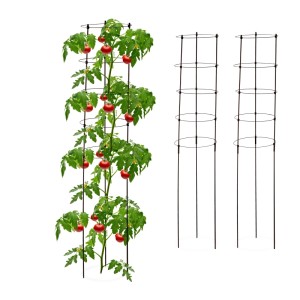 Relaxdays Rankhilfe 3er Set Eisen Kunststoff Schwarz Höhenverstellbar 150 cm x 28 cm 270 g