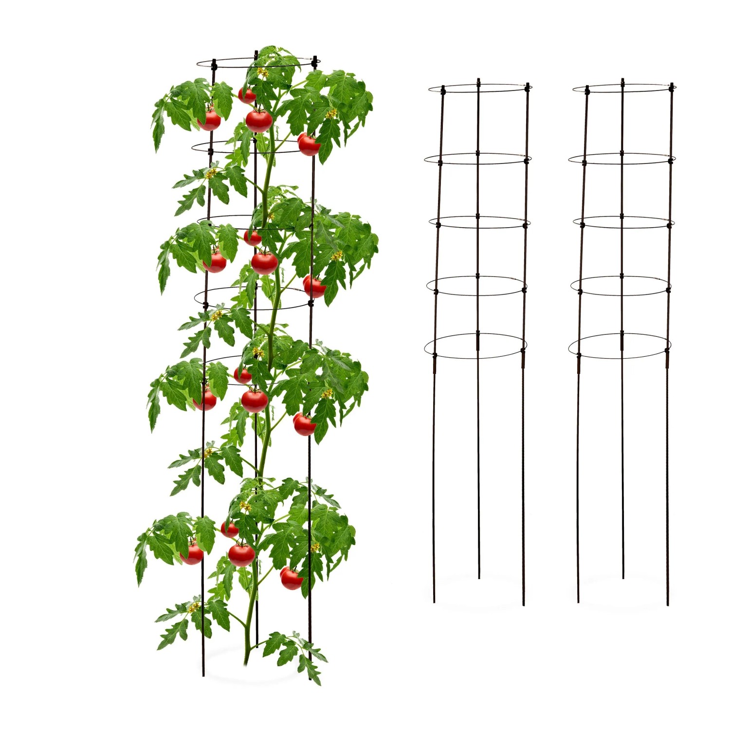 Relaxdays Rankhilfe 3er Set Eisen Kunststoff Schwarz Höhenverstellbar 150 cm x 28 cm 270 g