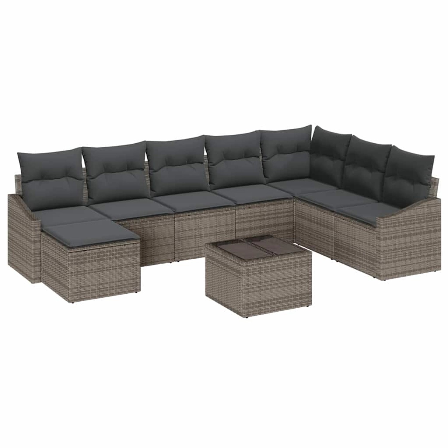 vidaXL Garten-Sofa-Set 9-Tlg Grau Poly Rattan 3346849 günstig online kaufen