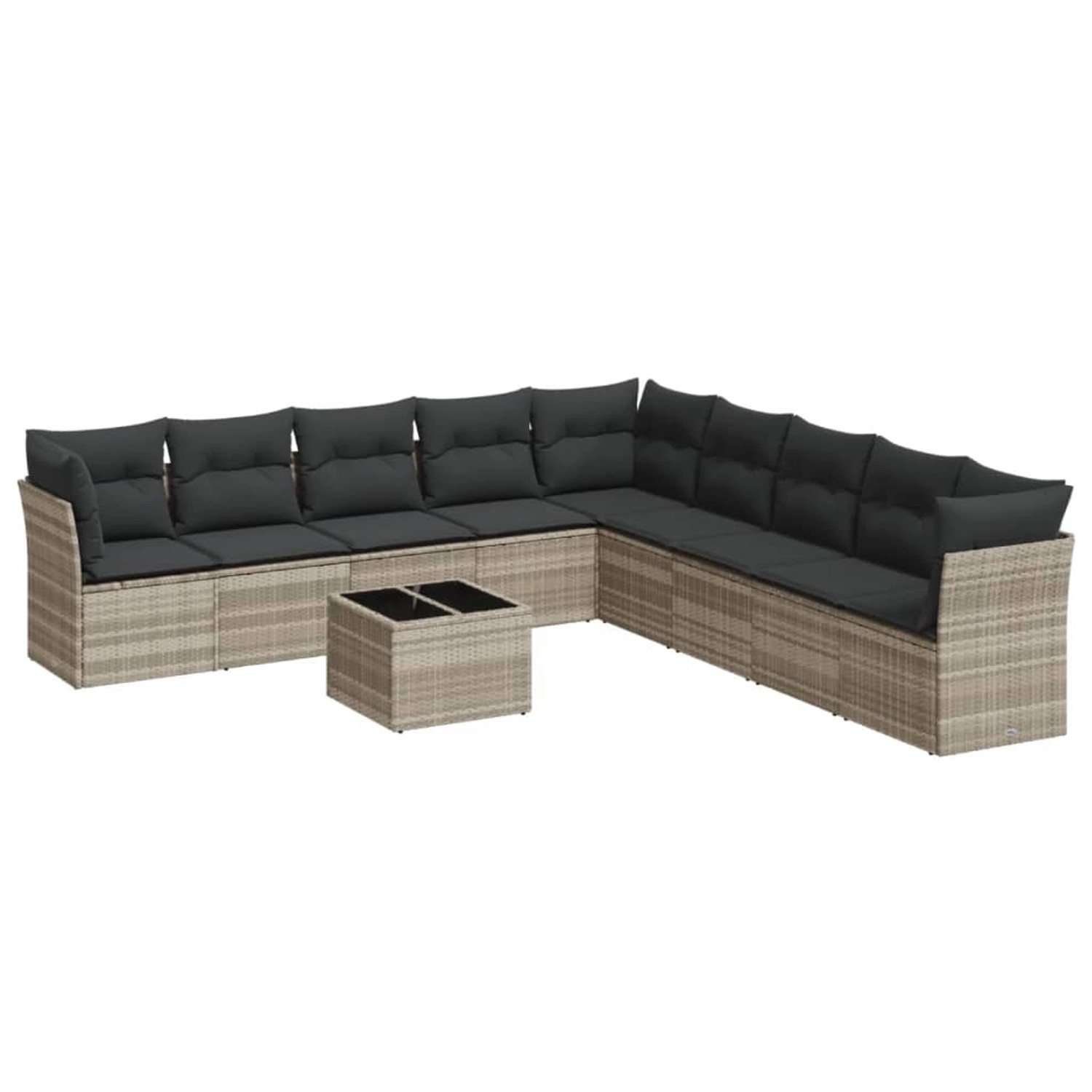 vidaXL 10-Tlg Garten-Sofagarnitur mit Kissen Hellgrau Poly Rattan 3249631 günstig online kaufen