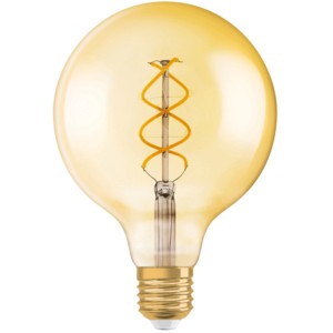 Osram LED-Leuchtmittel E27 Globeform, 4W, extra warmes Licht, goldfarben.