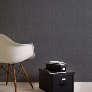 Anthrazitfarbene Bricoflor Vliestapete in Textiloptik mit Struktur, abwaschbar, Uni, für Büro und Küche.