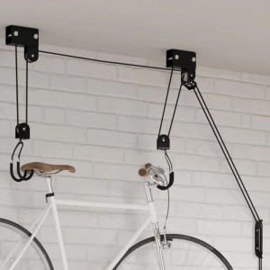 vidaXL Fahrradlift zur Deckenmontage, max. 57 kg, mit Fahrrad unter der Decke.
